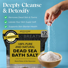 Aromasong close-up of fine-grain Dead Sea salt texture for fast dissolution