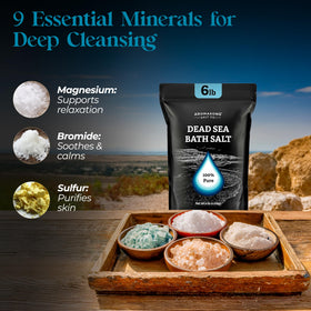 Aromasong salts in a bowl ready to dissolve for relaxing baths