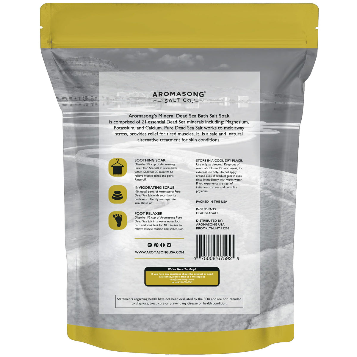 Aromasong 19 lb bag beside household items showing bulk supply and scale