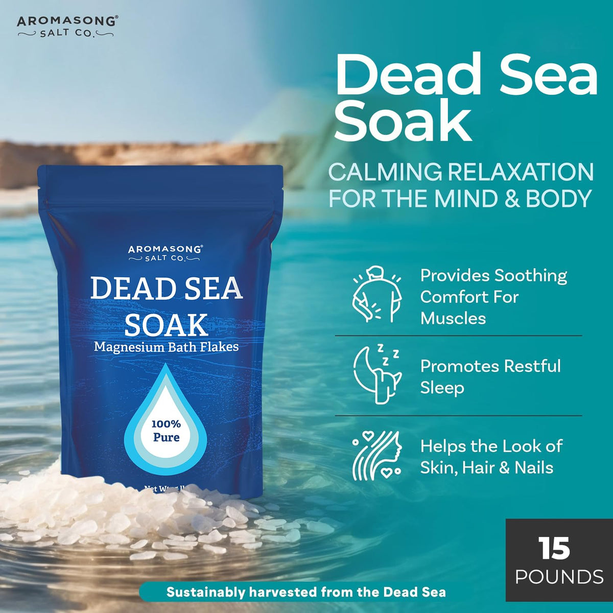Aromasong scoop with measured cup demonstrating high magnesium concentration per cup