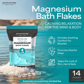 Aromasong flakes in hand showing grain size and ease of scooping for baths