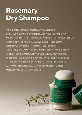 AROMATICA ingredients label displaying rosemary and botanical benefits