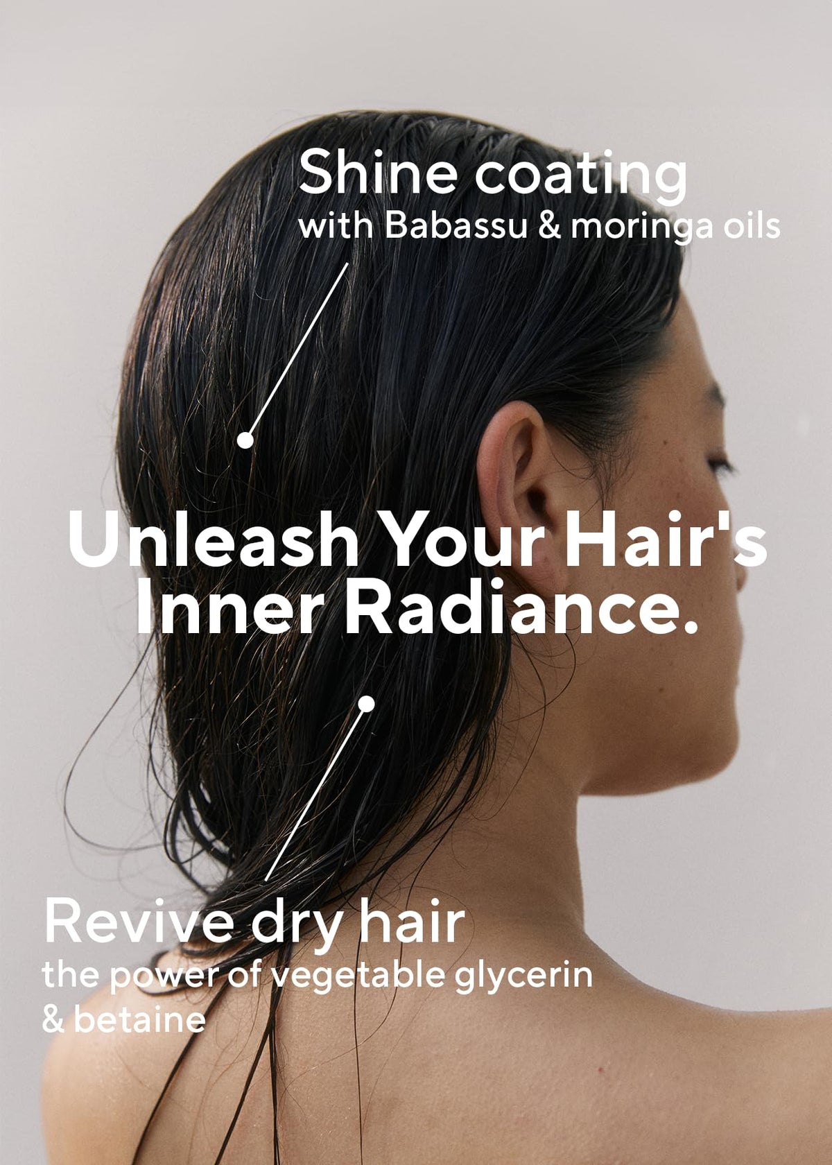 AROMATICA conditioner in use under shower illustrating detangling