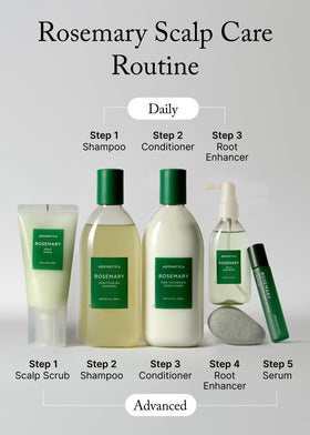 AROMATICA product in hand while applying to wet hair for tactile control benefit