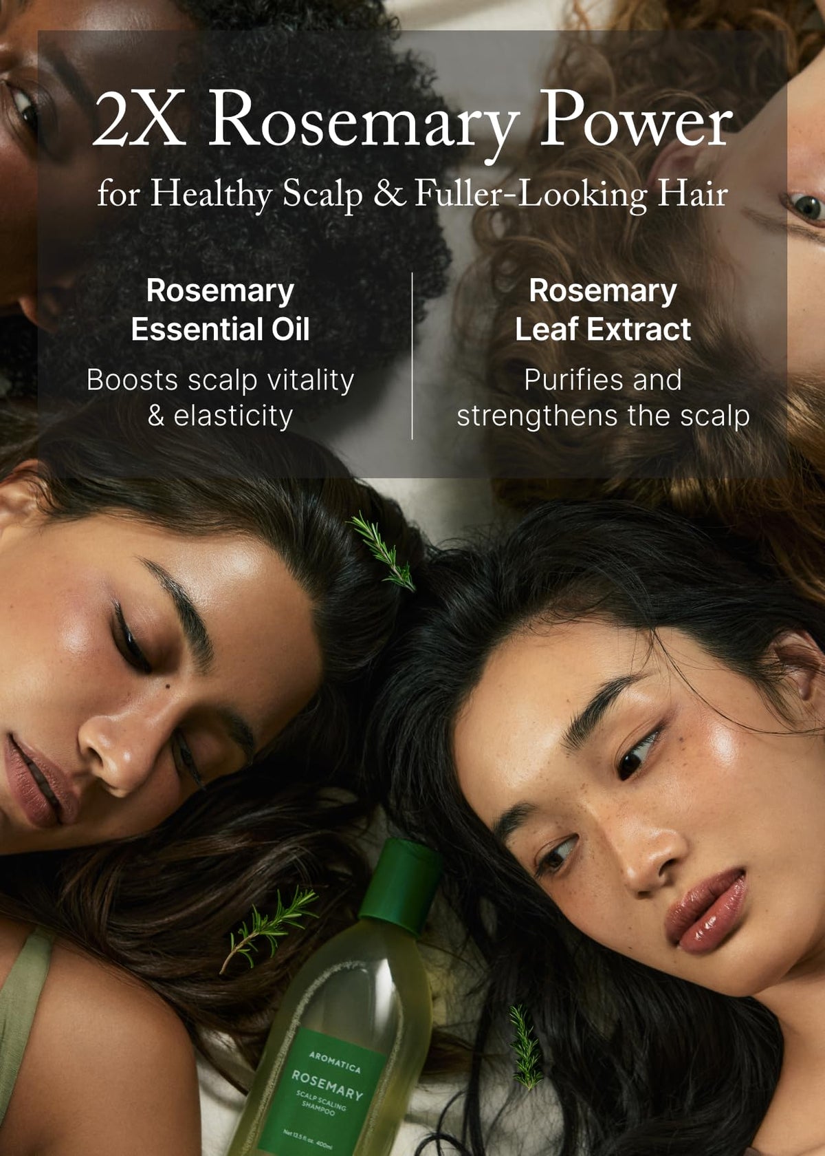 AROMATICA rich lather on hair demonstrating gentle cleansing and lightweight volume benefit