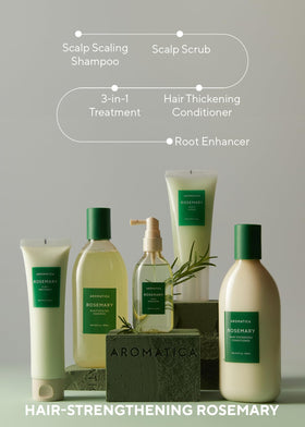 AROMATICA shampoo lather in shower showing clarifying cleanse benefit