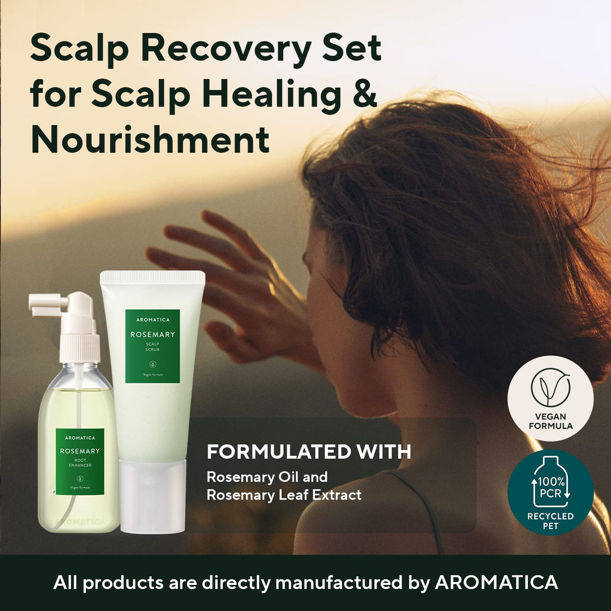 AROMATICA spray nozzle close-up highlighting easy application and lightweight mist