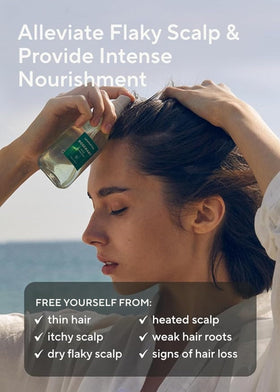 AROMATICA spray texture on scalp demonstrating quick absorption benefit