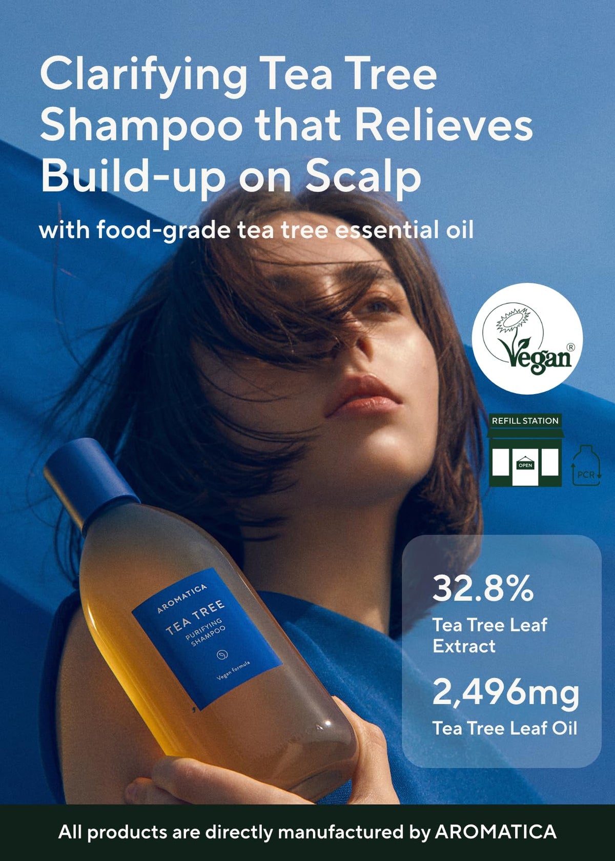 AROMATICA back label close-up showing ingredient list and usage benefits