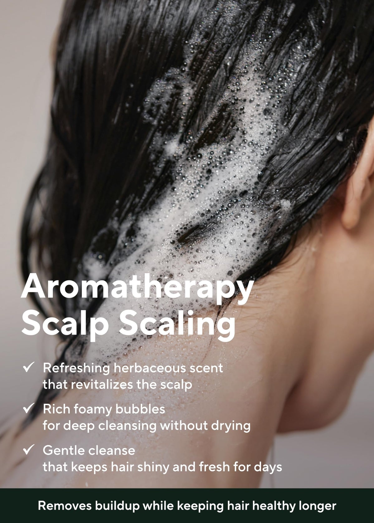 AROMATICA clear liquid close-up highlighting lightweight texture benefit