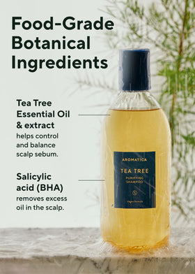 AROMATICA shampoo lather in hand demonstrating gentle foaming benefit
