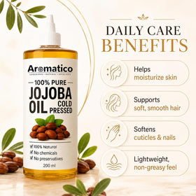 Aromatico applying jojoba oil to hair ends reducing frizz and adding natural shine