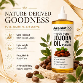 Aromatico close-up silky jojoba oil texture highlighting lightweight absorption and smooth finish