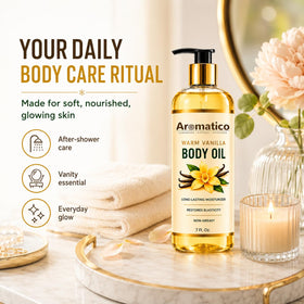Aromatico in bath routine image showing post-shower application benefit