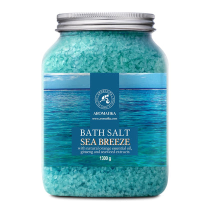AROMATIKA jar front packaging showing Sea Breeze 46 oz for calming baths