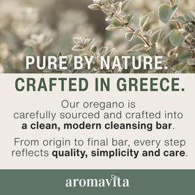 AROMAVITA soap being used to wash feet, promotes fresh comfortable feeling