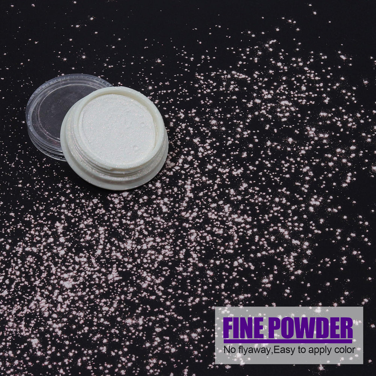 Artdone overhead view of colored mirror powders displaying vibrant holographic tones