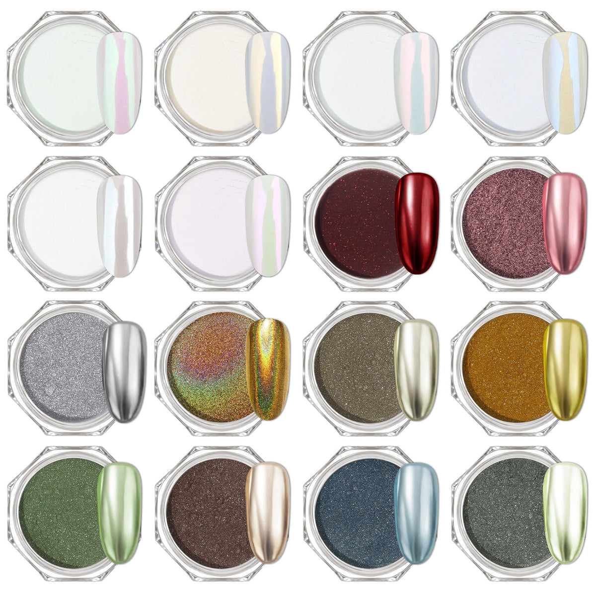 Artdone front packaging showing all 16 chrome jars and colorful labels for easy selection