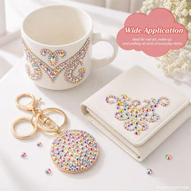 Artdone rhinestones on a handmade card in lifestyle scene showcasing craft-ready results