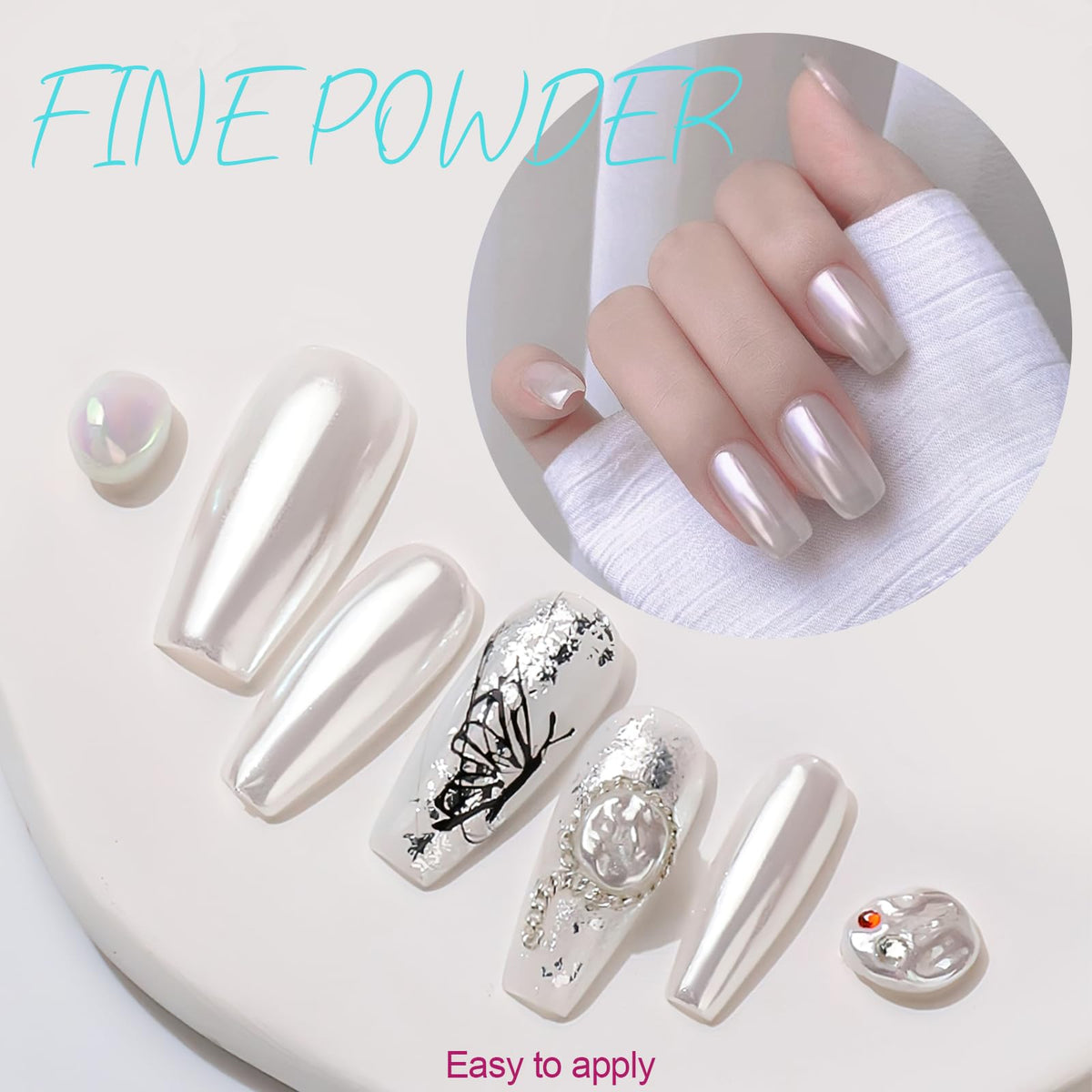 Artdone nail in use closeup with high-gloss chrome effect and durable shine