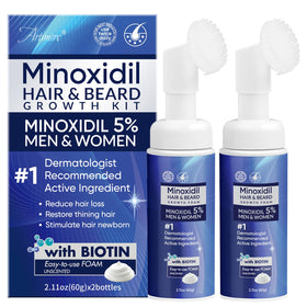 Artimore front packaging showing 5% minoxidil foam and clear labeling for easy identification