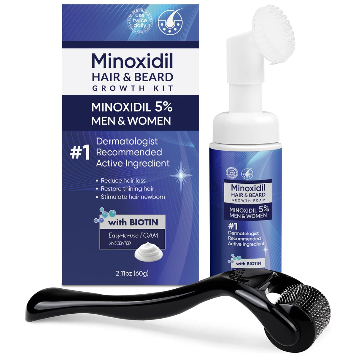 Artimore front packaging showing 5% minoxidil foam and benefits