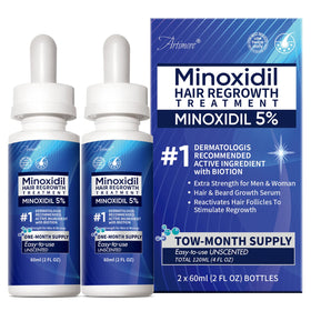 Artimore front label showing 5% minoxidil strength and bottle benefit