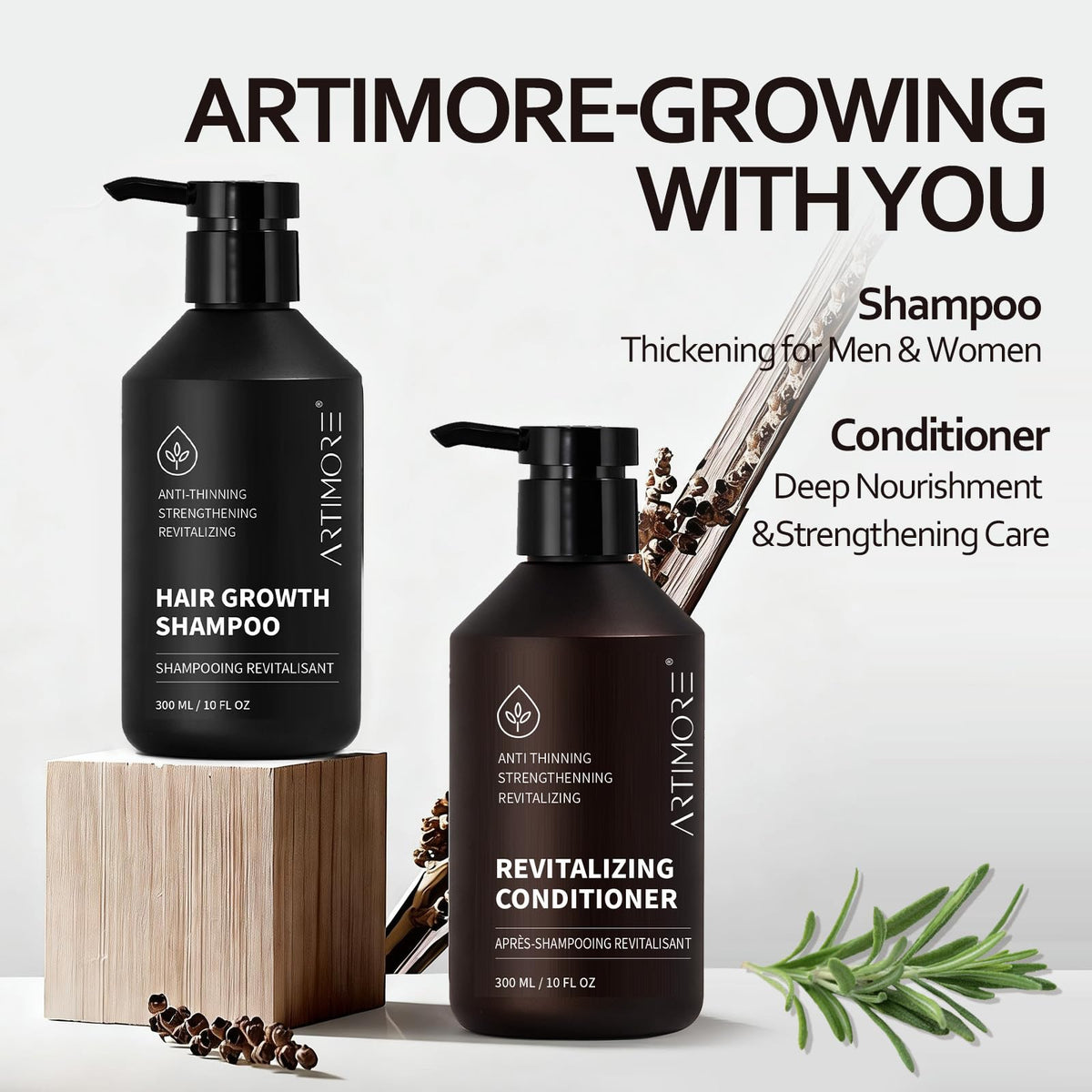 Artimore bottle on bathroom shelf in lifestyle scene for routine-friendly care