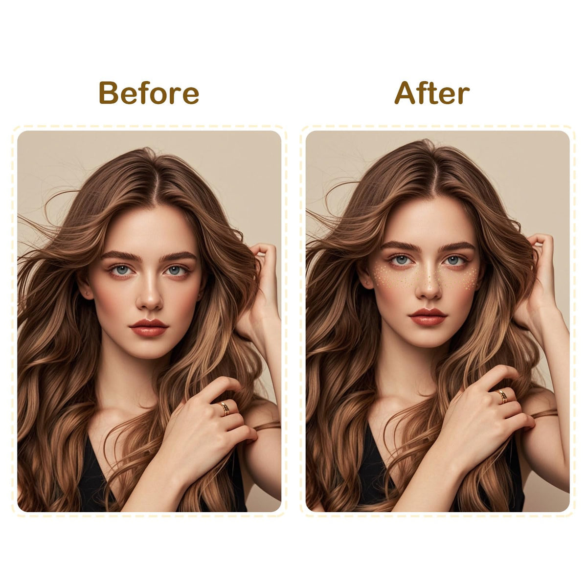 Artlunar patches applied on cheeks showing instant festival-ready shimmer