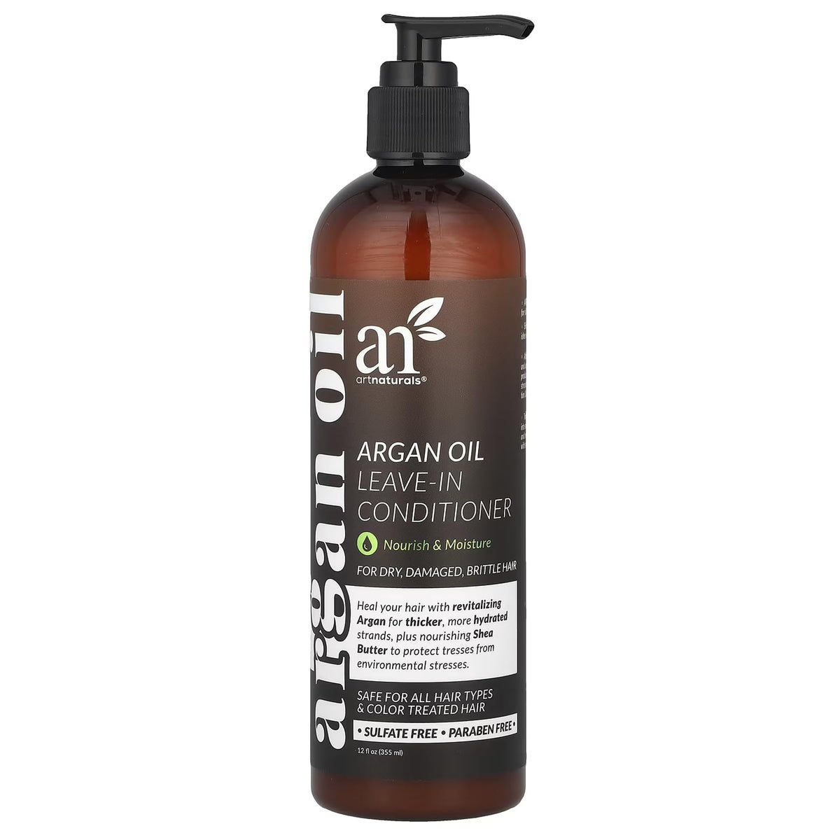Artnaturals bottle front view showing label and size, highlights easy application