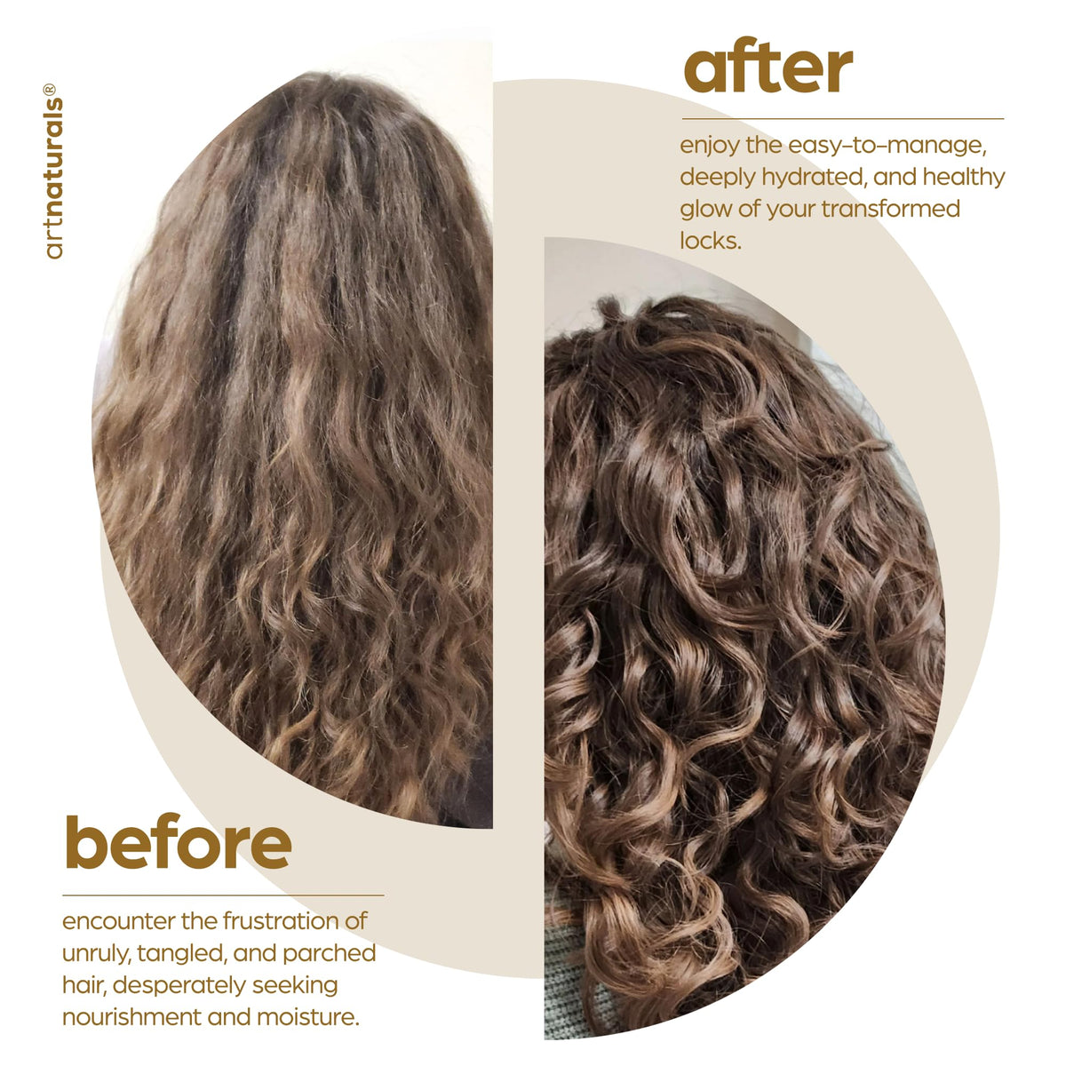 Artnaturals being applied to curly hair, reduces frizz and increases definition