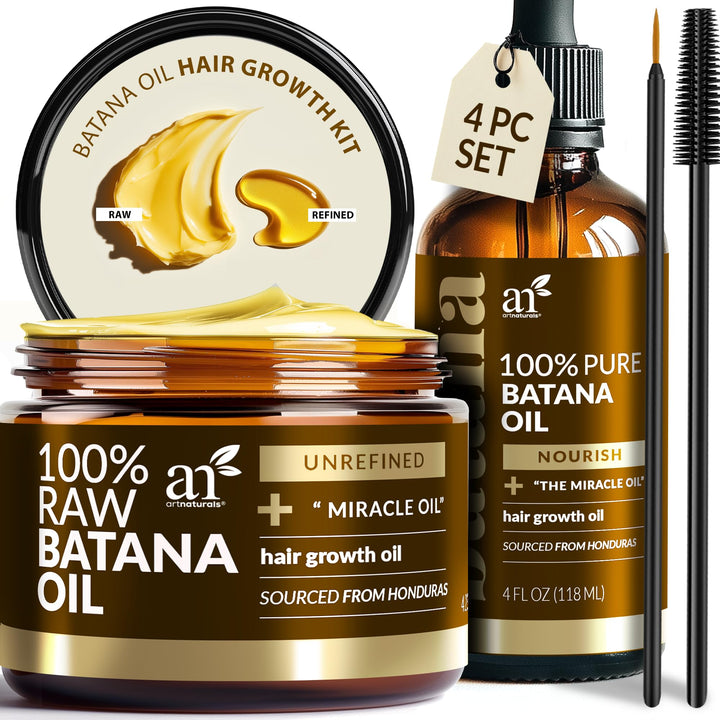 Artnaturals front packaging showing full Batana oil set and kit benefit