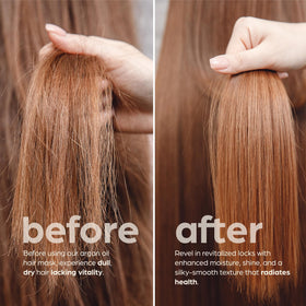 Artnaturals before and after strand comparison showing restored shine