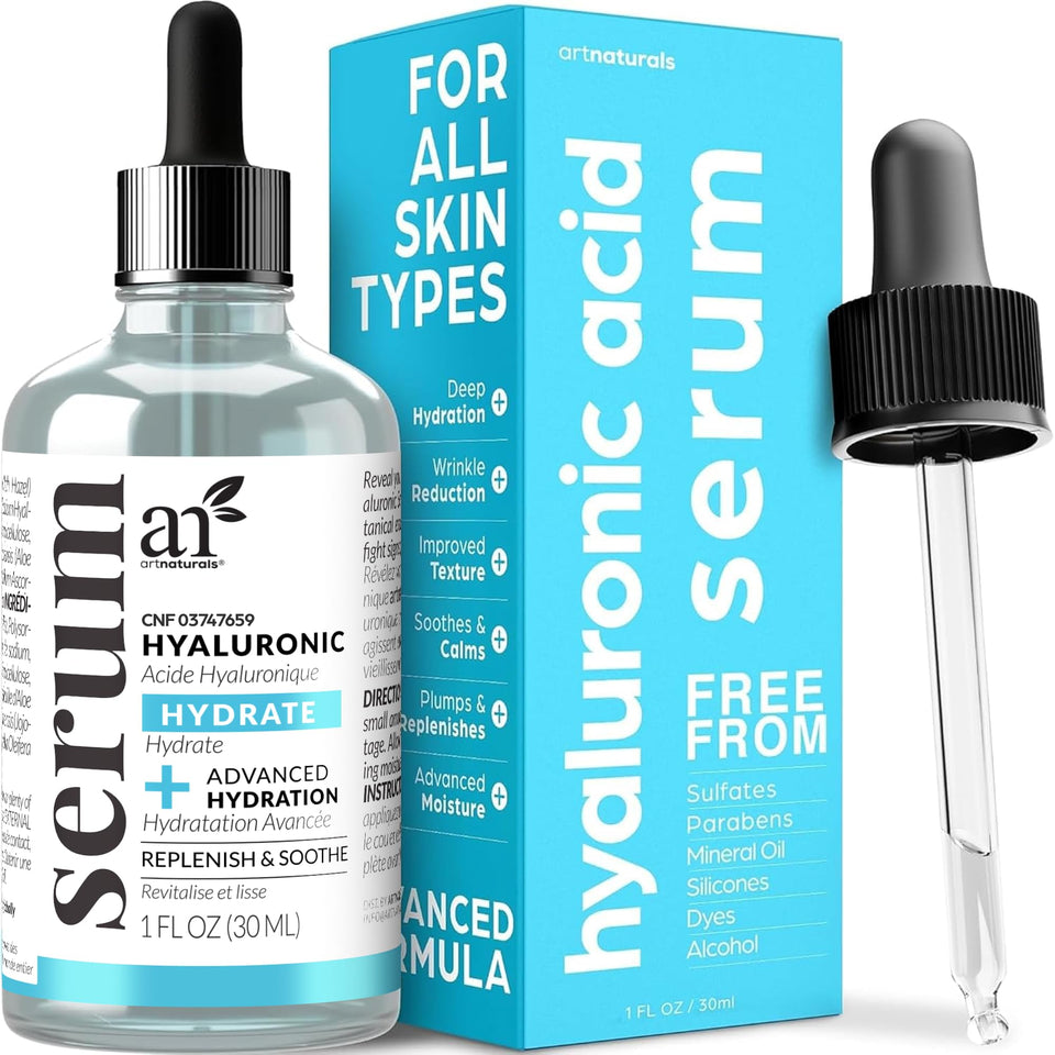 ArtNaturals front bottle shot highlighting sleek packaging and clear hydration benefits