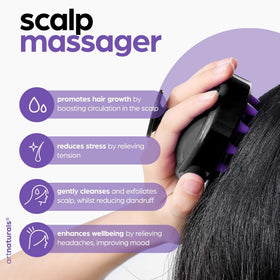 ArtNaturals massager in hand demonstrating gentle scalp stimulation benefit