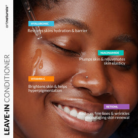 Artnaturals niacinamide label close-up highlighting calming and balancing benefits