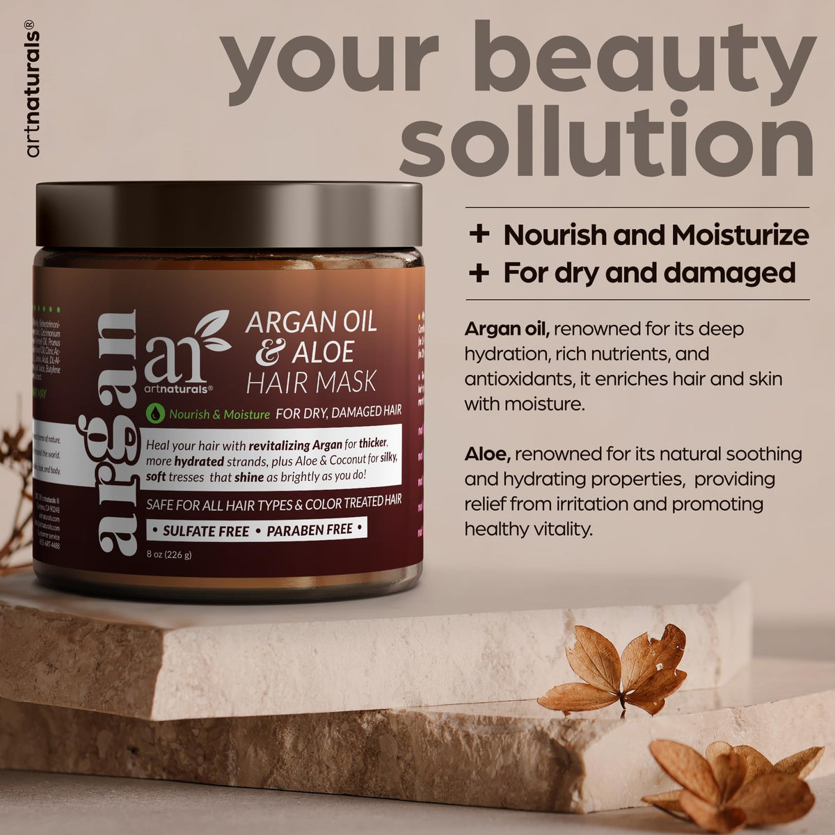 Artnaturals open jar close-up texture displays creamy mask nourishment