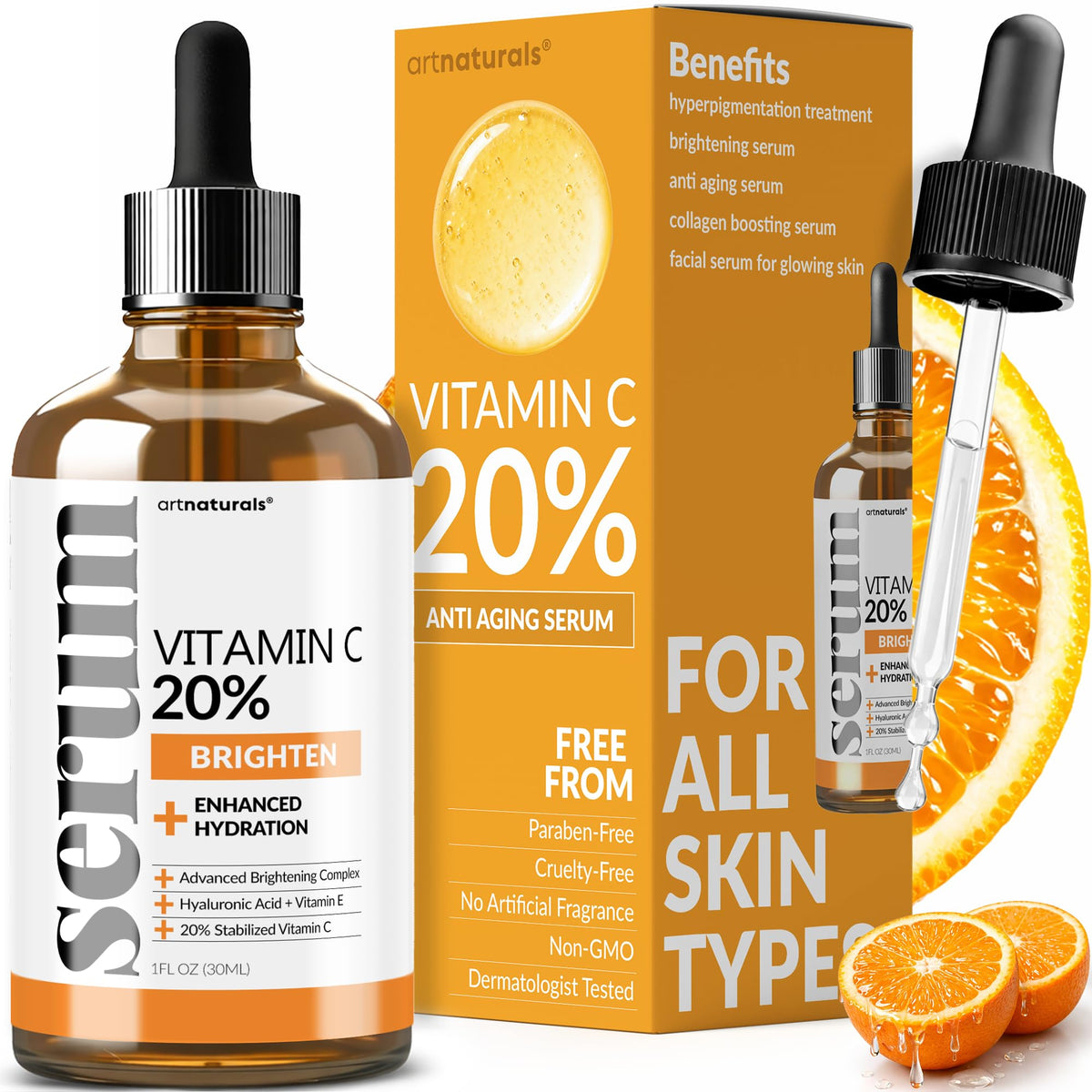 Artnaturals front bottle view showing clean design and 30ml size benefit