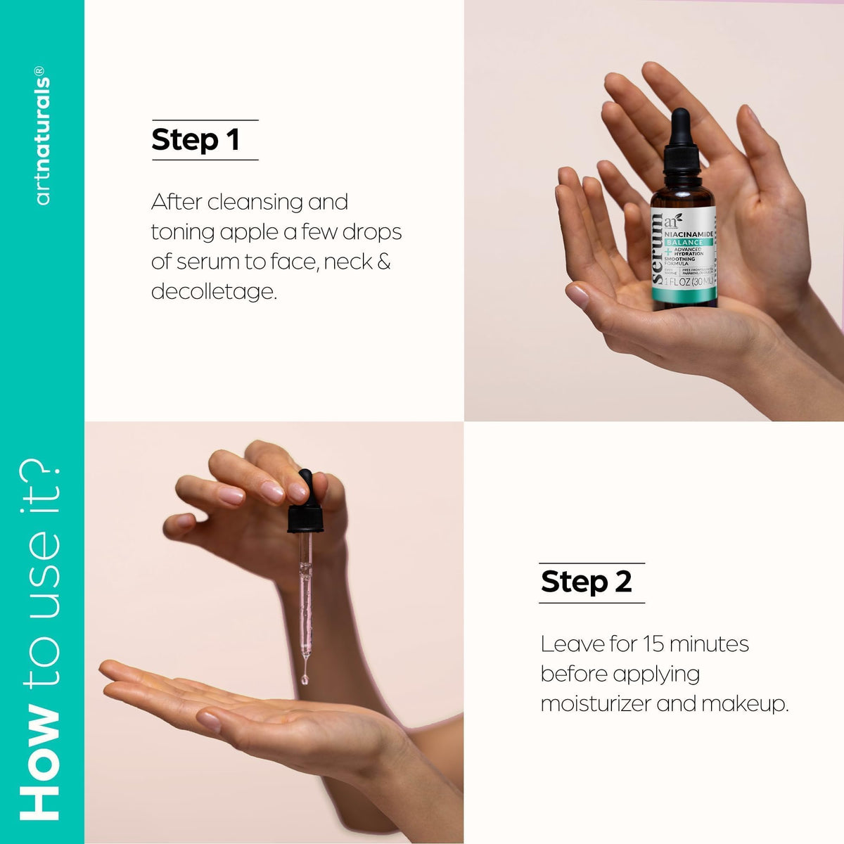 Artnaturals serum texture close-up highlighting lightweight, fast-absorbing hydration