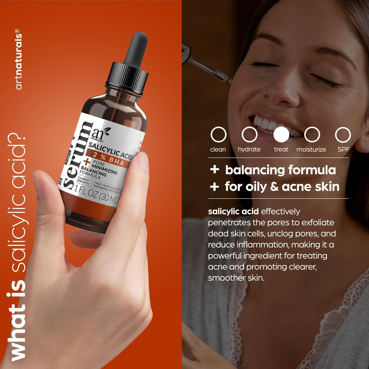 Artnaturals serum texture close-up drop highlighting lightweight absorption benefit