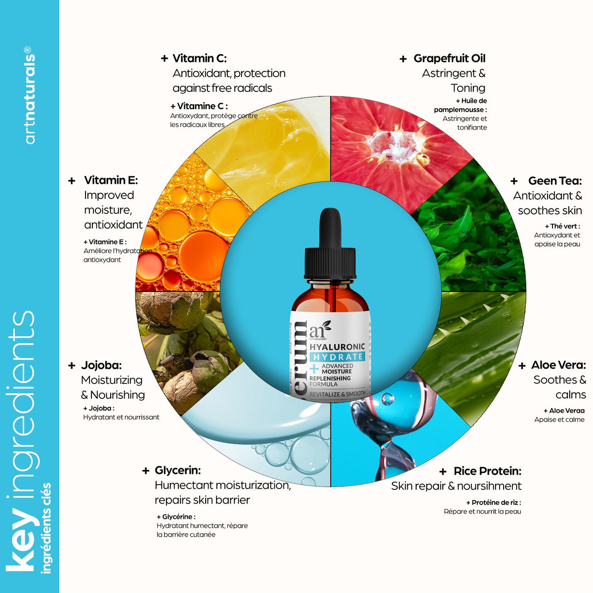 ArtNaturals serum texture droplet on fingertip demonstrating lightweight absorption