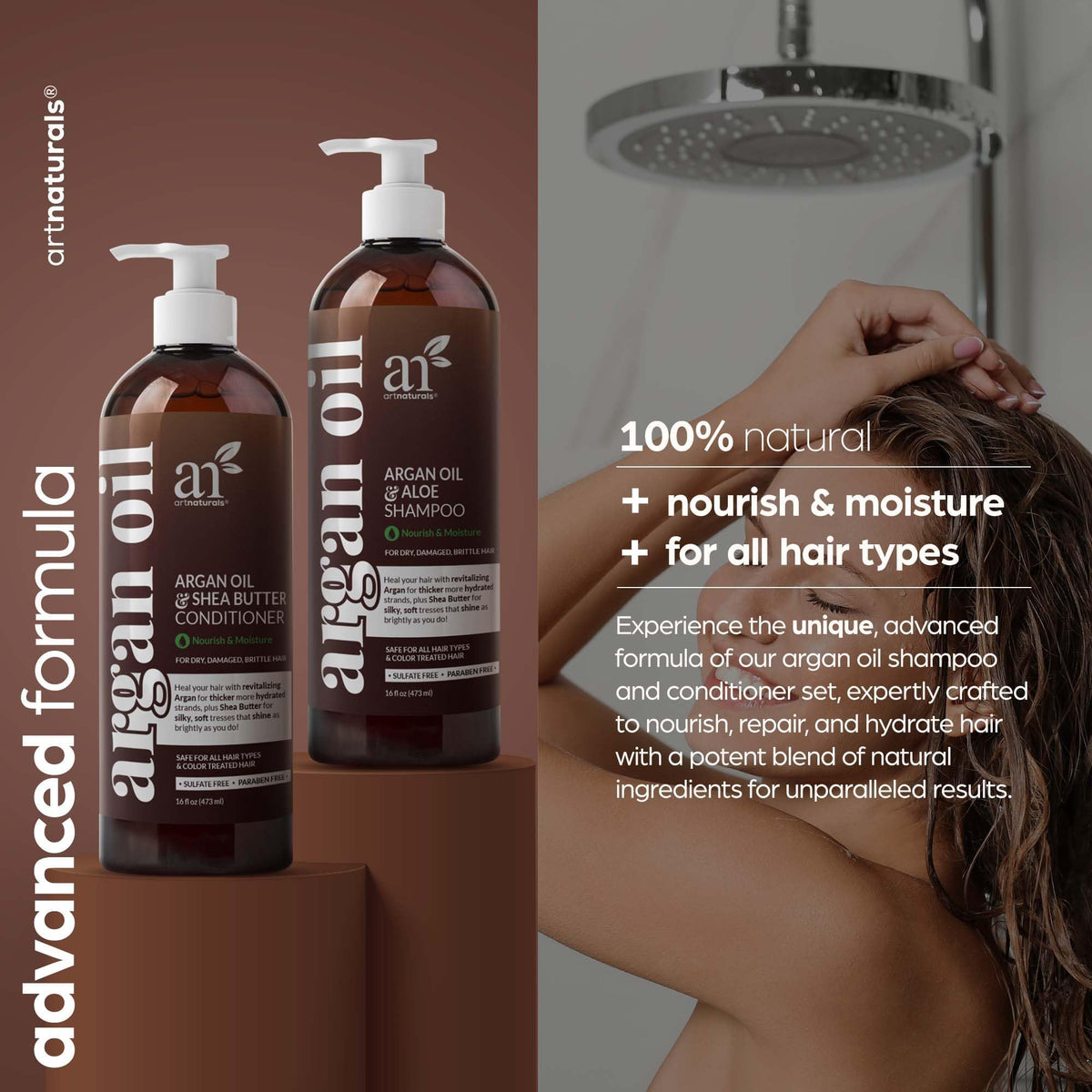 Artnaturals shampoo pour close-up highlighting rich moisturizing texture