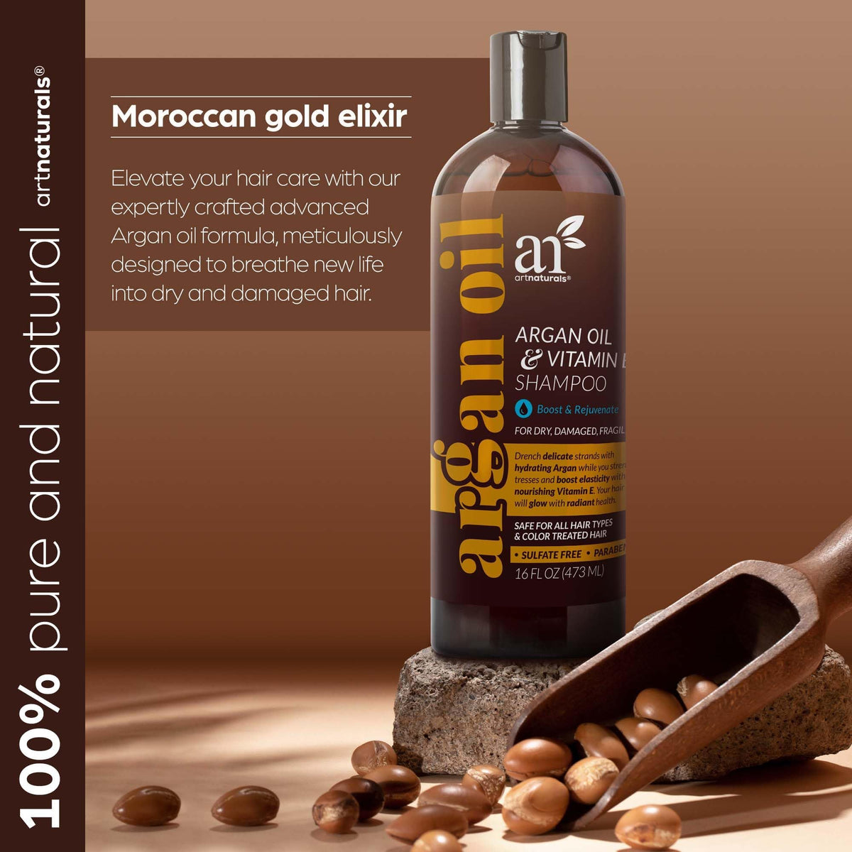 Artnaturals 16oz bottle held in hand to show true size and travel convenience