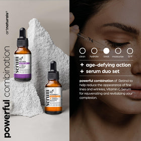 Artnaturals close-up of retinol label highlighting targeted renewal benefits