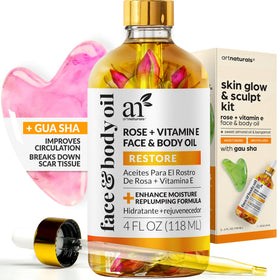 ArtNaturals front bottle view showing clear vitamin E oil and label for easy identification