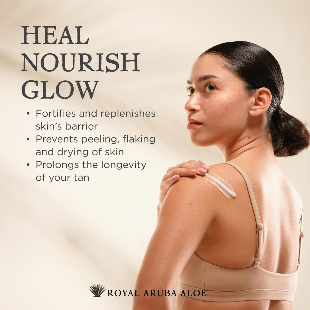 ARUBA ALOE cream texture on fingertip demonstrating lightweight, fast-absorbing hydration