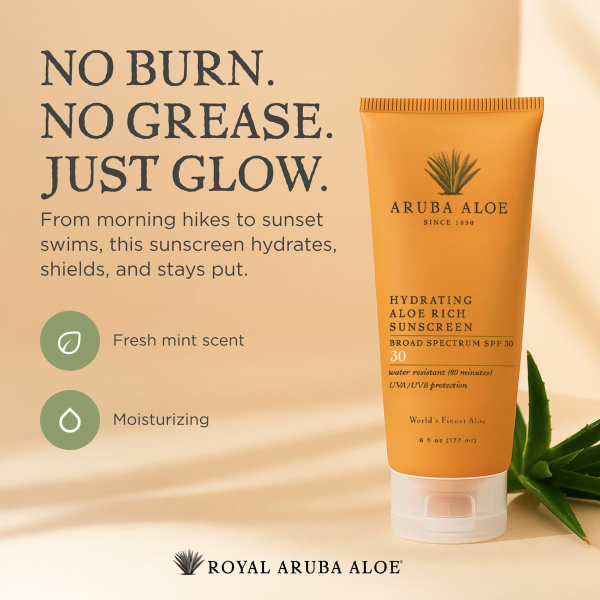 Aruba Aloe rubbed onto arm providing hydration and sun defense