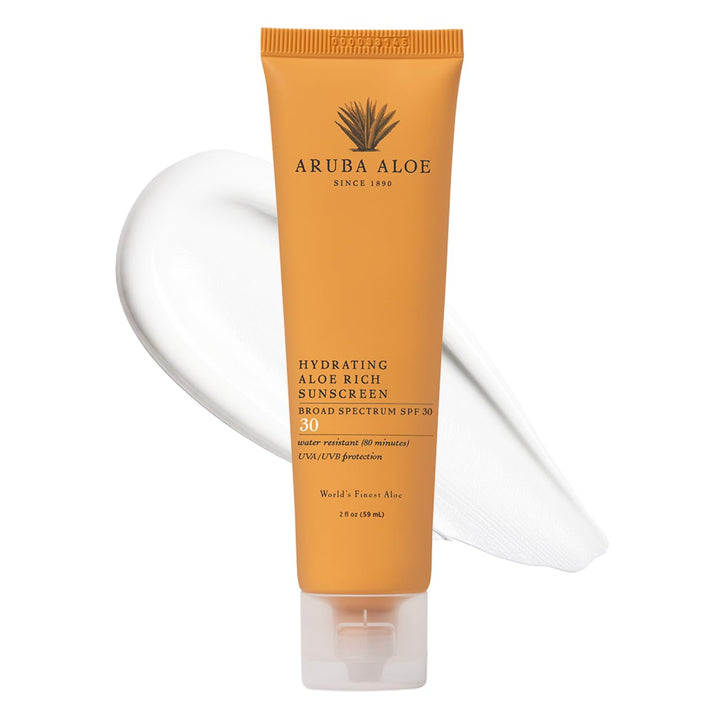 Aruba Aloe front tube showing SPF 30 and compact travel size