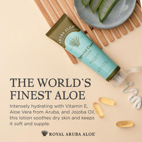Aruba Aloe lotion texture close-up illustrating lightweight, non-greasy feel