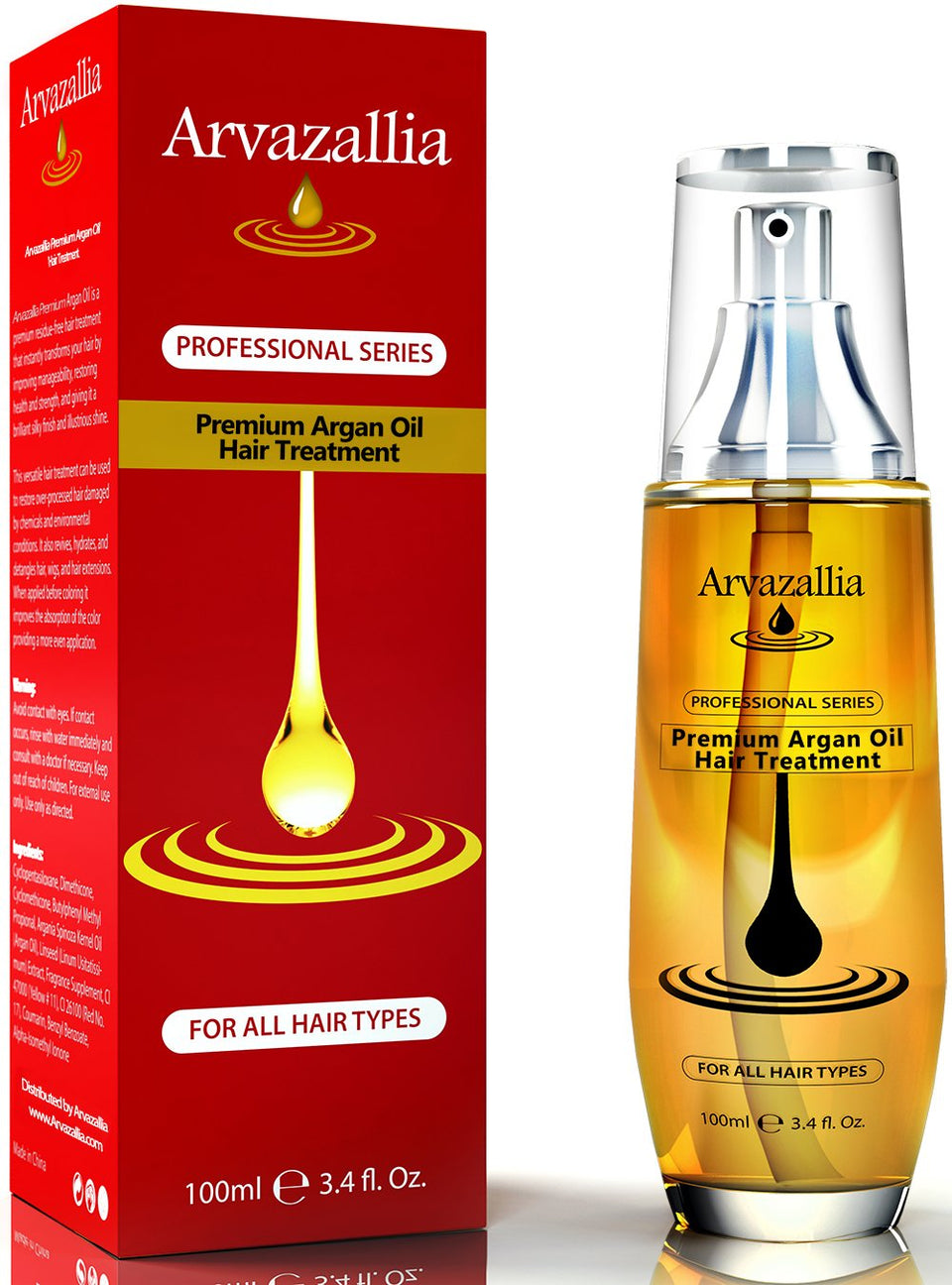 Arvazallia front bottle showing label and salon-grade leave-in benefits